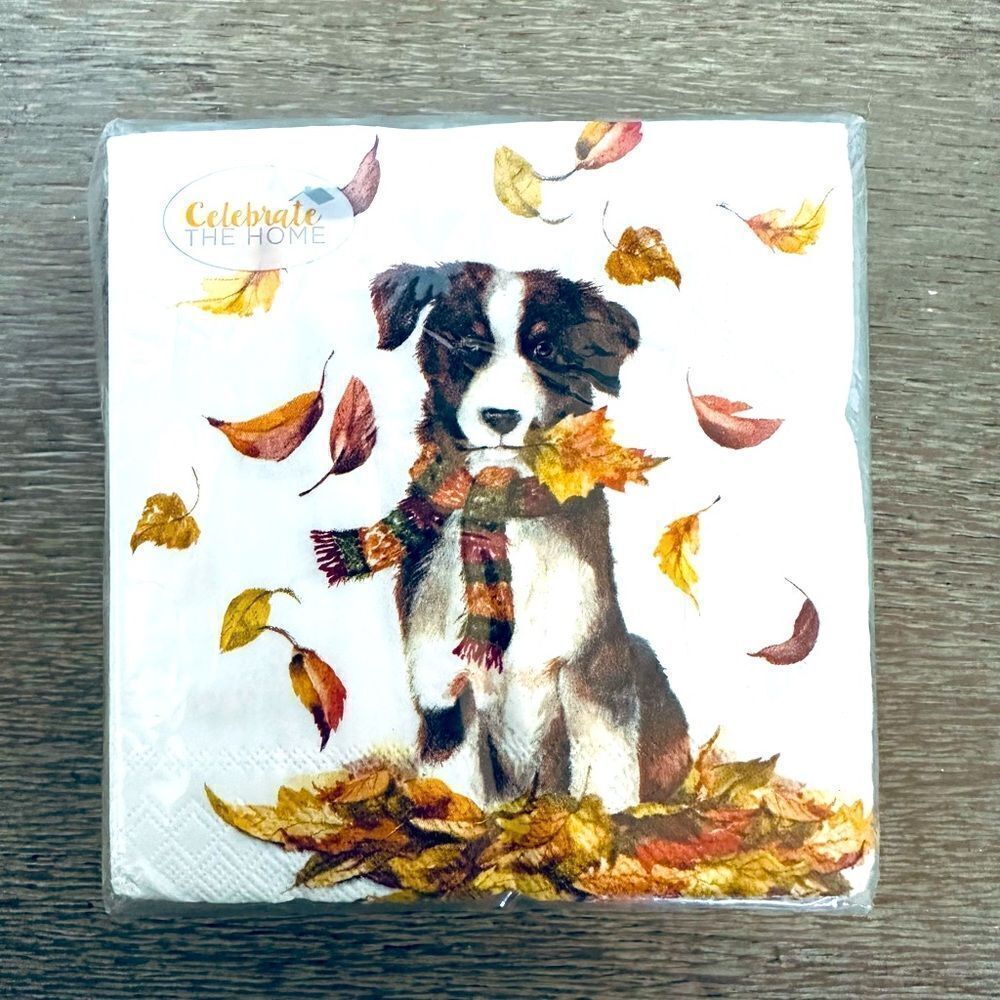 Fall Dog Leaves Graphic Napkins Set of 40